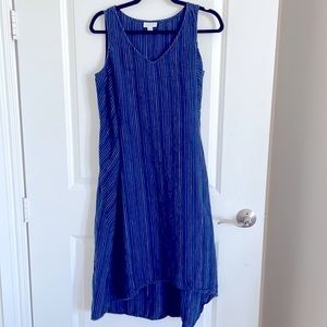 JJill indigo striped sleeveless linen midi dress. Size S